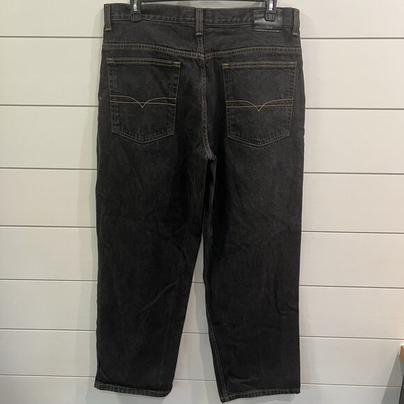 VINTAGE Anchor Blue Men Jeans 36x32 Black Wide Leg Baggy Skater Y2K - Picture 4 of 8